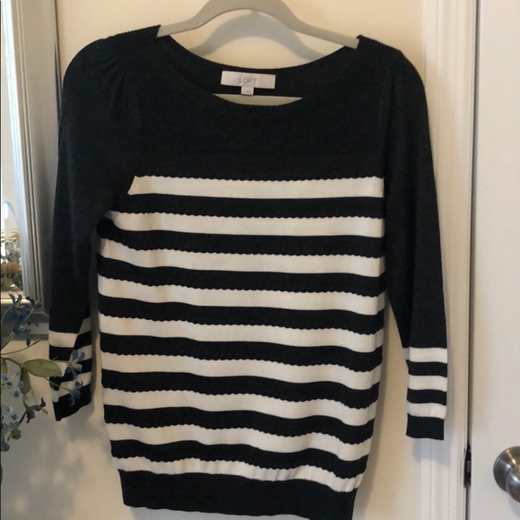 🌸Loft Gray Striped Sweater - Picture 1 of 5